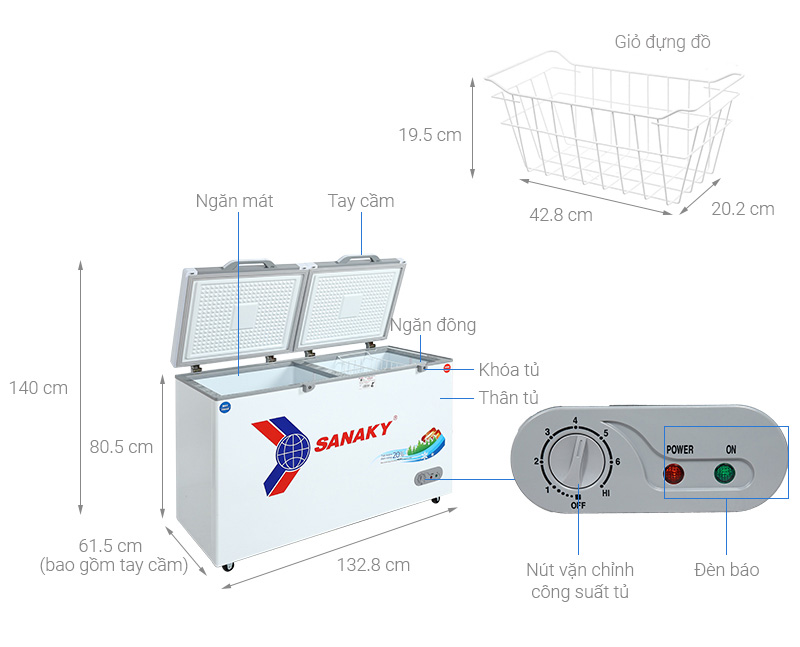 Tủ đông Sanaky 280 lít TD.VH4099W2KD